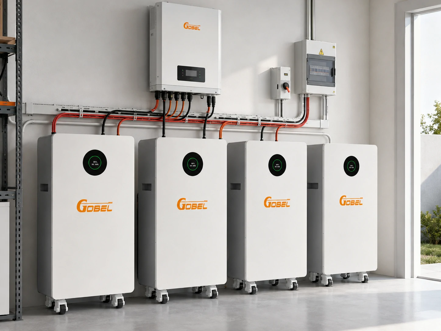 Gobel PowerHarp 16 16.07kWh Floorstanding LiFePO4 Battery - 51.2V 314Ah Energy Storage Cabinet with Heavy-Duty Casters, Smart BMS & Up to 32 Parallel Support