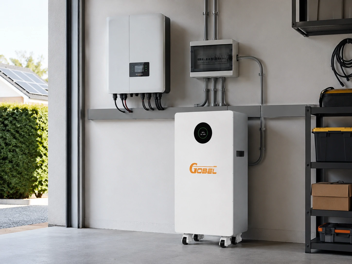 Gobel PowerHarp 16 16.07kWh Floorstanding LiFePO4 Battery - 51.2V 314Ah Energy Storage Cabinet with Heavy-Duty Casters, Smart BMS & Up to 32 Parallel Support