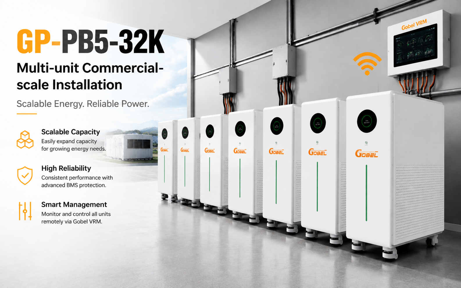 Gobel PowerVault 32 32.15kWh 51.2V 628Ah Solar Battery Cabinet - High-Capacity LiFePO4 Energy Storage System, Scalable to 2MWh for C&I & Off-Grid Solar