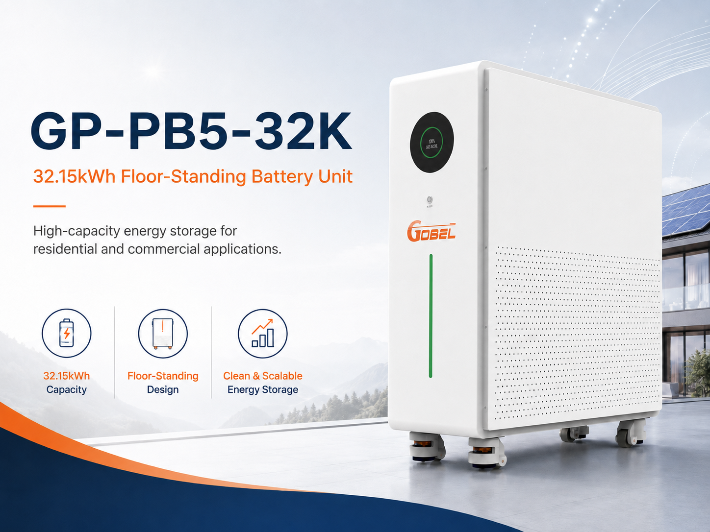 Gobel PowerVault 32 32.15kWh 51.2V 628Ah Solar Battery Cabinet - High-Capacity LiFePO4 Energy Storage System, Scalable to 2MWh for C&I & Off-Grid Solar