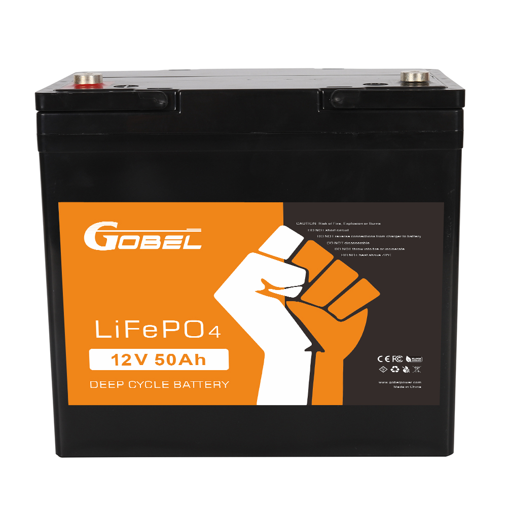 Gobel 12.8V 50Ah 640Wh LiFePO4 Battery Pack, Drop-in Lead-Acid Replacement for RV, Solar & Marine