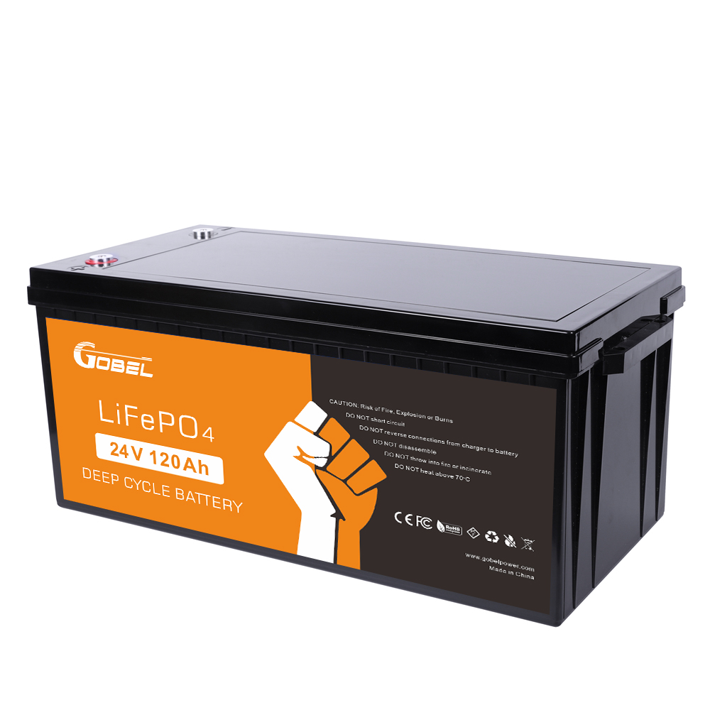 Gobel Power GP-24120 25.6V 120Ah 3.07kWh LiFePO4 Battery Pack - Deep Cycle Solar Battery with Built-in BMS, ABS Case, 4000+ Cycles for RV, Marine, Off-Grid Solar