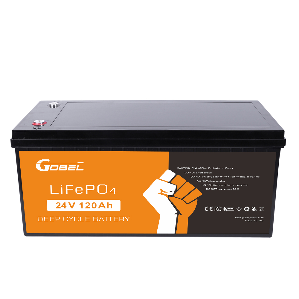 Gobel Power GP-24120 25.6V 120Ah 3.07kWh LiFePO4 Battery Pack - Deep Cycle Solar Battery with Built-in BMS, ABS Case, 4000+ Cycles for RV, Marine, Off-Grid Solar